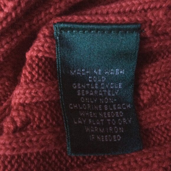 Lauren Ralph Lauren VTG Red Cable Knit Monogram Signature Zip Preppy Cardigan PL - Picture 5 of 5